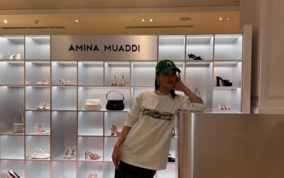 Introduction To Amina Muaddi's Paris Celebration At Le Bon Marche